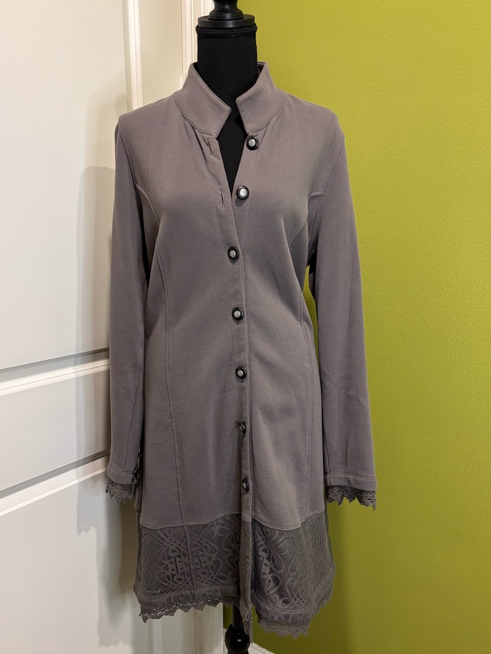 Soft Surroundings Taupe Gray Cotton Terry Chelsea Jacket Size Large